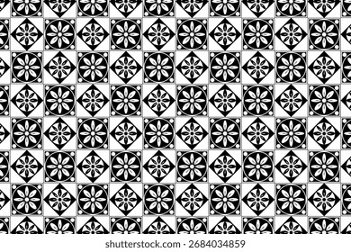 Abstract Black and White Seamless Square Pattern Background