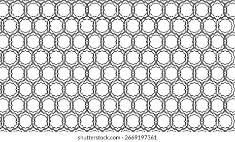 Abstraktes, nahtloses geometrisches Muster in Schwarz und Weiß, orientalisch inspirierte Wellenlinien-Textur für moderne Tapeten, elegante Fliesen und dekoratives Innendesign