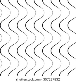 Abstract black and white seamless vector pattern. Curved lines