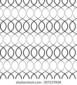 Abstract black and white seamless vector pattern. Curved lines