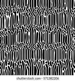 Abstract black and white seamless vector pattern of ripples and lines. Monochromatic