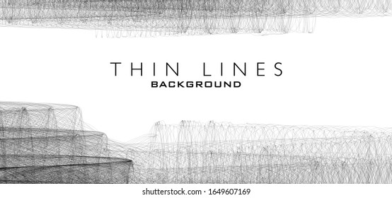 Abstract black and white shaded background with thin wavy lines. Vector graphic pattern