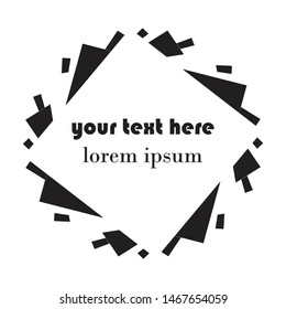 Abstract black and white shape. Text template. Vector illustration.