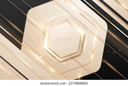 Abstract black and white shapes background with golden elements