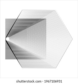 abstract black and white shapes from lines on white background