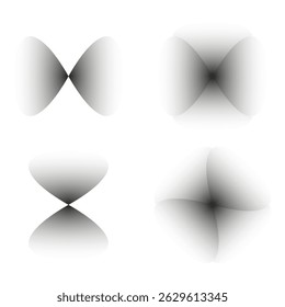 Abstract black and white shapes with soft shadows. Minimalist vector design with smooth gradients.