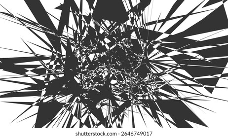 Vetor abstrato preto e branco estilhaçado projeto de fundo com formas angulares afiadas. Use como plano de fundo, papel de parede ou elemento gráfico. Ótimo para adicionar energia e movimento.