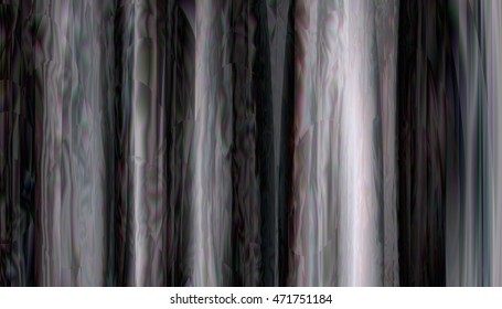 Abstract black and white silky fur background with warped form. Amazing Dynamic glitch screen backdrop. Vector design illustration