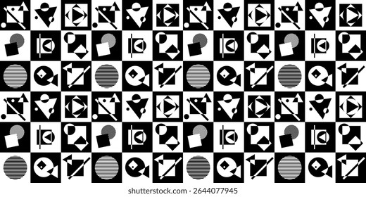 Abstract black and white simple composition. Geometric design background.