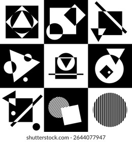Abstract black and white simple composition. Geometric design background.