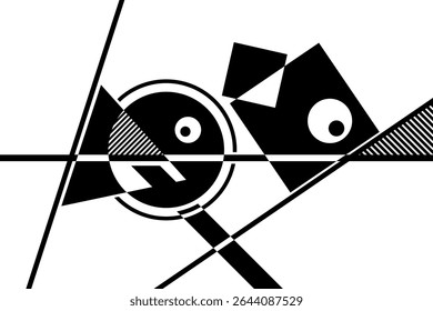 Abstract black and white simple composition. Geometric design background.
