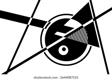Abstract black and white simple composition. Geometric design background.