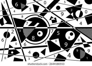 Abstract black and white simple composition. Geometric design background.