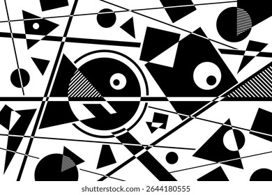 Abstract black and white simple composition. Geometric design background.