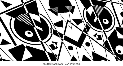 Abstract black and white simple composition. Geometric design background.