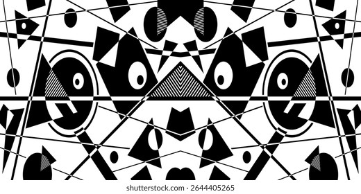 Abstract black and white simple composition. Geometric design background.