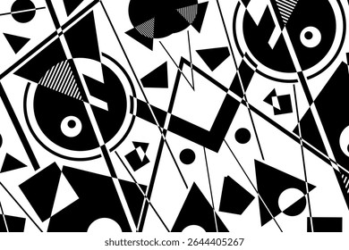 Abstract black and white simple composition. Geometric design background.