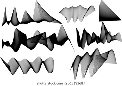 Abstract Black and White Sinusoidal Dynamic Line Wave Patterns