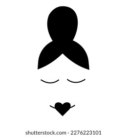 Abstract black and white spain woman face on white background.