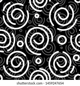 Abstract black and white spiral background. Vector seamless pattern. Simple design. Seamless vector texture. Paper art design. Geometric print. Space background. Pattern in vintage style