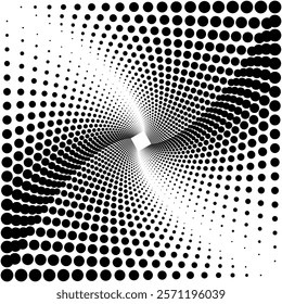 Abstract Black and White Spiral Composed of Gradual Dot Patterns