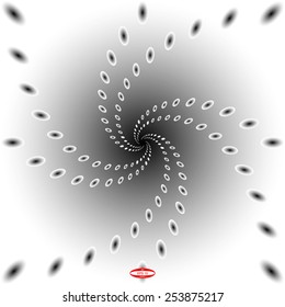 abstract black white spiral pattern with ellipse. vector