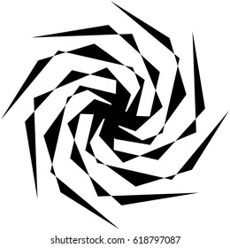 Abstract black and white spiral. Radial, radiating lines with spiral distortion. Artistic non-figural illustration.