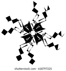 Abstract black and white spiral. Radial, radiating lines with spiral distortion. Artistic non-figural illustration.