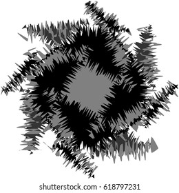 Abstract black and white spiral. Radial, radiating lines with spiral distortion. Artistic non-figural illustration.