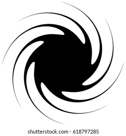 Abstract black and white spiral. Radial, radiating lines with spiral distortion. Artistic non-figural illustration.