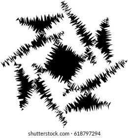 Abstract black and white spiral. Radial, radiating lines with spiral distortion. Artistic non-figural illustration.