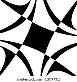 Abstract black and white spiral. Radial, radiating lines with spiral distortion. Artistic non-figural illustration.