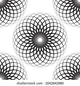 Abstract Black and White spiral striped Seamless Background. Vector illustration
