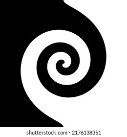 Abstract black and white spiral vortex for backdrop design. Vector illustration.