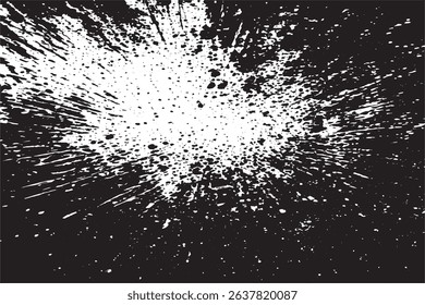 Abstract black and white splatter texture ideal for backgrounds, posters, street art, or grunge designs. Perfect for creatives and graphic designers needing bold, high-impact visuals.