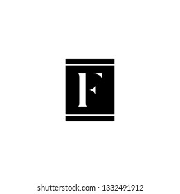 abstract black and white square F logotype design concept