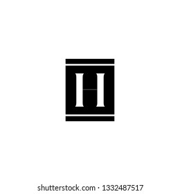 abstract black and white square H logotype design concept