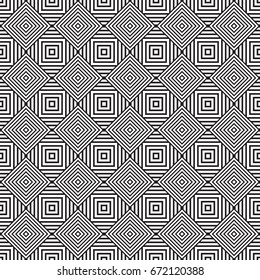 Abstract black and white square with line style, Seamless pattern background.