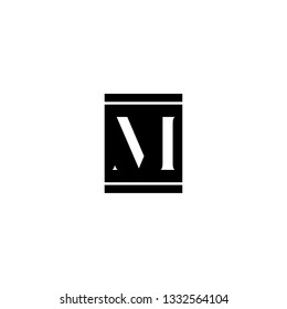 abstract black and white square M logotype design concept