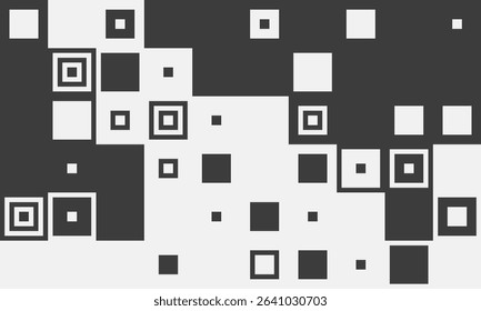 Abstract black and white square pattern.  Modern geometric design ideal for tech, data, or coding concepts. Represents complexity, contrast, or digital transformation.