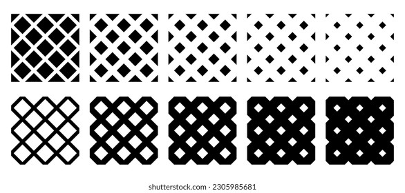 Abstract black and white square patterns. Seamless geometric pattern set. Great for wallpaper, web background, wrapping paper, clothing, bedding, fabric, packaging, invitations and more.