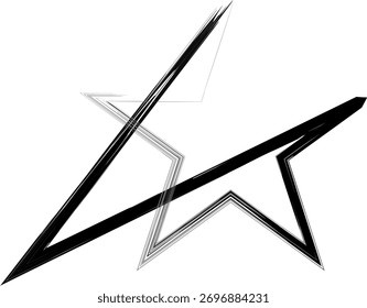 Abstractas diseño de estrella en blanco y negro con pinceladas ásperas