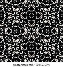 abstract black and white star mandala seamless pattern background, blossom indian ethnic decorative fashion fabric style.