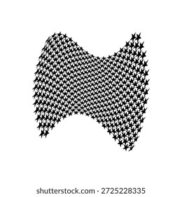 Abstrakte schwarz-weiße Sternmuster-Formen mit verzerrter Wellenverzerrung, moderne geometrische Komposition für Poster, Branding, Hintergründe, optische Kunst und zeitgenössische Grafikdesign-Projekte.