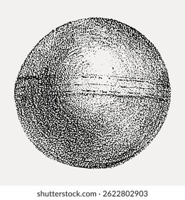 Esfera pontilhada preta e branca abstrata. A textura pontilhada cria uma esfera pontilhada. Design de esfera com efeito pontilhado. Ilustração de esfera pontilhada monocromática. Vetor de ilustração vintage.