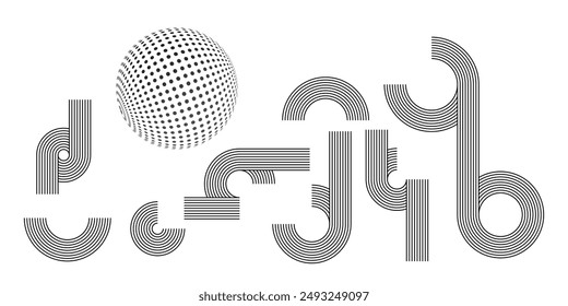 abstract black white stripe line. geometric dot pattern texture background. futuristic technology. scientific concept.