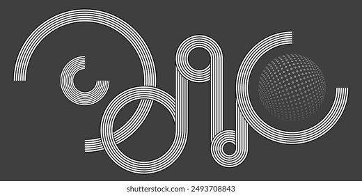 abstract black white stripe line. geometric dot pattern texture background. futuristic technology. scientific concept.