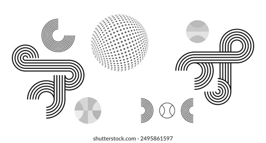 abstract black white stripe line. geometric dot pattern texture background. futuristic technology. sports concept.