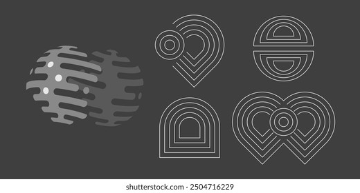 abstract black white stripe line. geometric circle pattern texture background. futuristic technology. scientific concept.