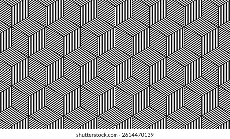 Abstract black white stripe line. geometric triangle texture background. hexagon pattern. retro styled concept. Hexagon mesh design. Modern background with triangle and hexagon shapes pattern.